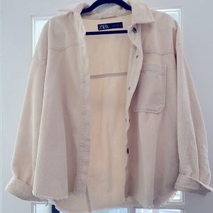 ZARA cream colored corduroy shacket